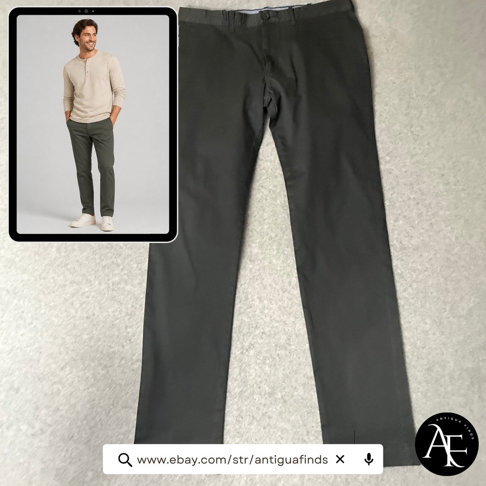 J.Crew Driggs Flex Chino Pants Mens 34x34 Dark Olive Green Slim Fit E4024